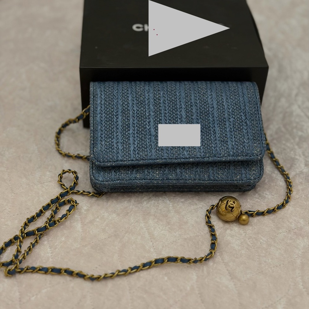 Chic Blue Woven Crossbody Bag